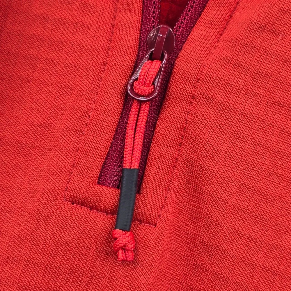 Berghaus Mens Fleece Pullover Size L Red 1/4 Zip Grid Tech Hiking Mid Layer